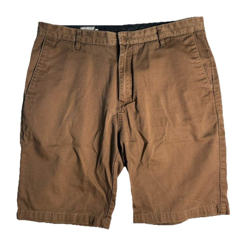 Volcom Corpo Class Chino Shorts Brown Size 33 Skater EUC